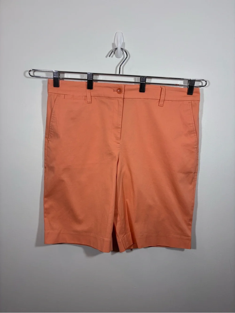 TALBOTS Perfect Short 10½” NEW Size 14 Orange stretch twill knee length